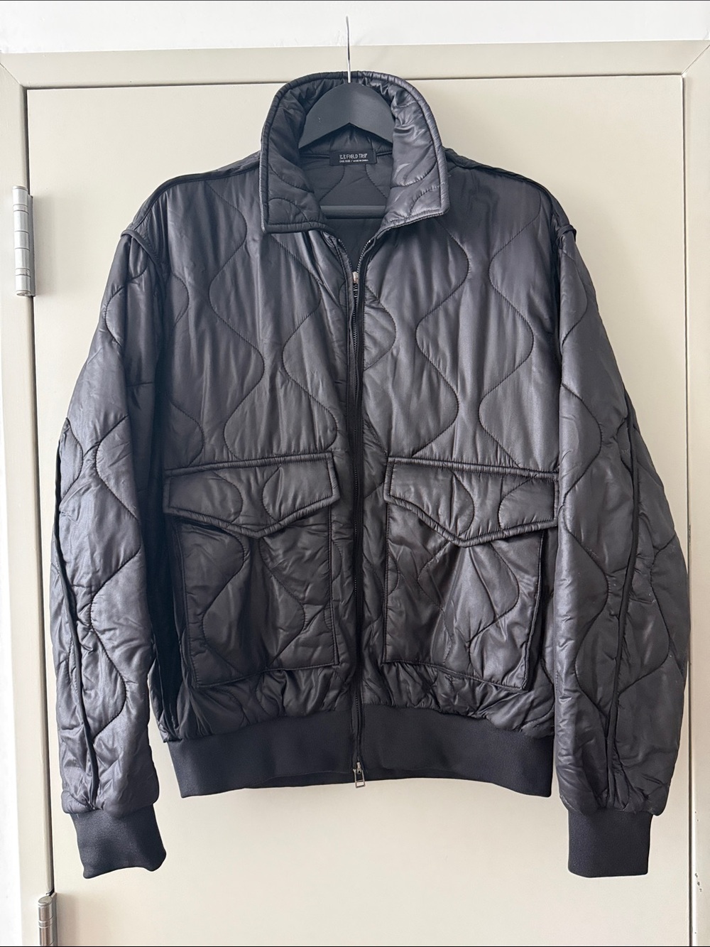 Quilted Black Bomber Jacket